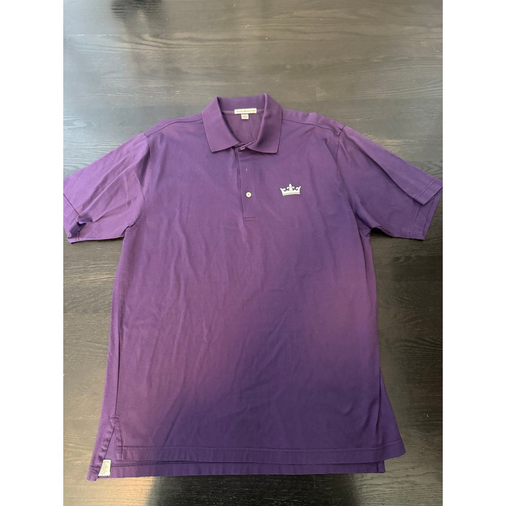 Peter Millar Mens Purple Cotton Short Sleeve Crown Logo Polo Shirt Size Large